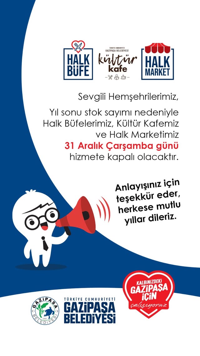 Gazipaşa Belediye Başkanlığı sosyal medya hesaplarından yapılan duyuruya göre yıl