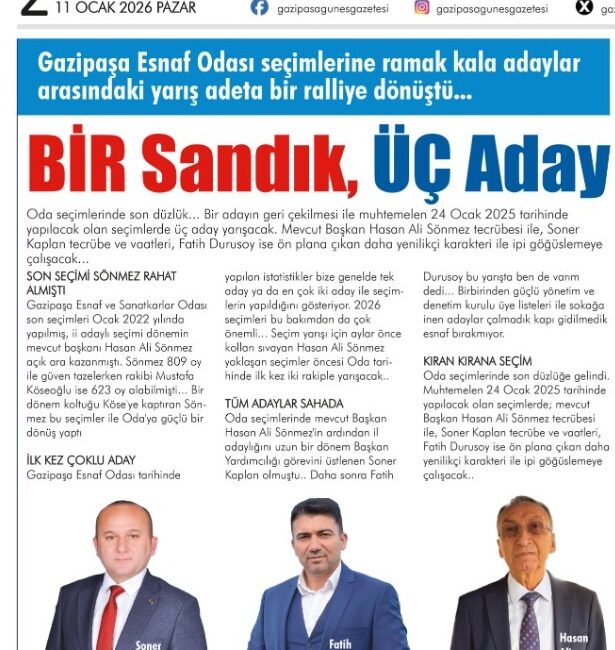 Gazipaşa Esnaf Odası seçimlerine ramak kala adaylar arasındaki yarış adeta