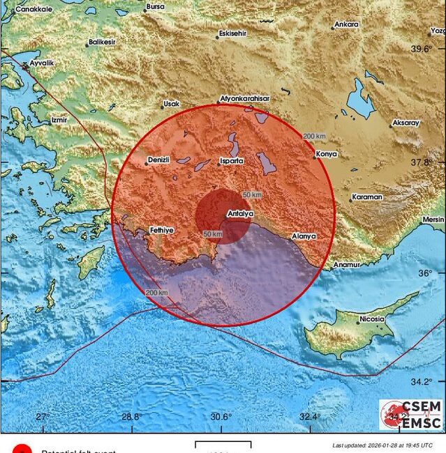 Afet ve Acil Durum (AFAD) Yönetimi Başkanlığı verilerine göre, saat