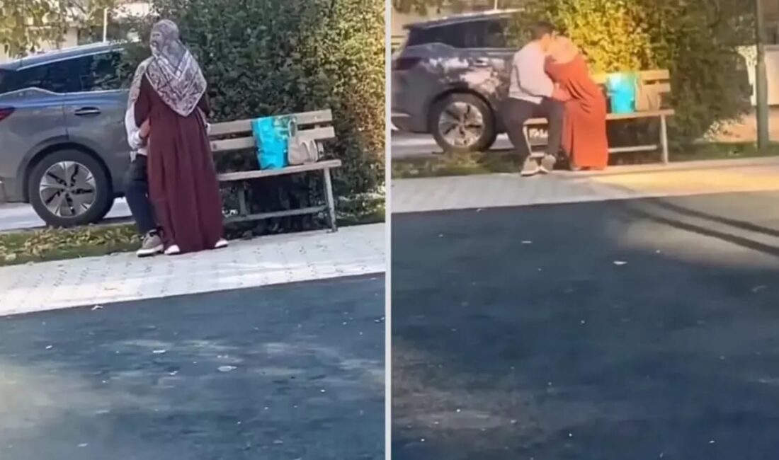 Gaziantep'te bir parkta çevredekilere aldırış etmeden uygunsuz hareketler sergileyen bir