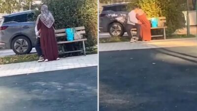 Gaziantep'te bir parkta çevredekilere aldırış etmeden uygunsuz hareketler sergileyen bir