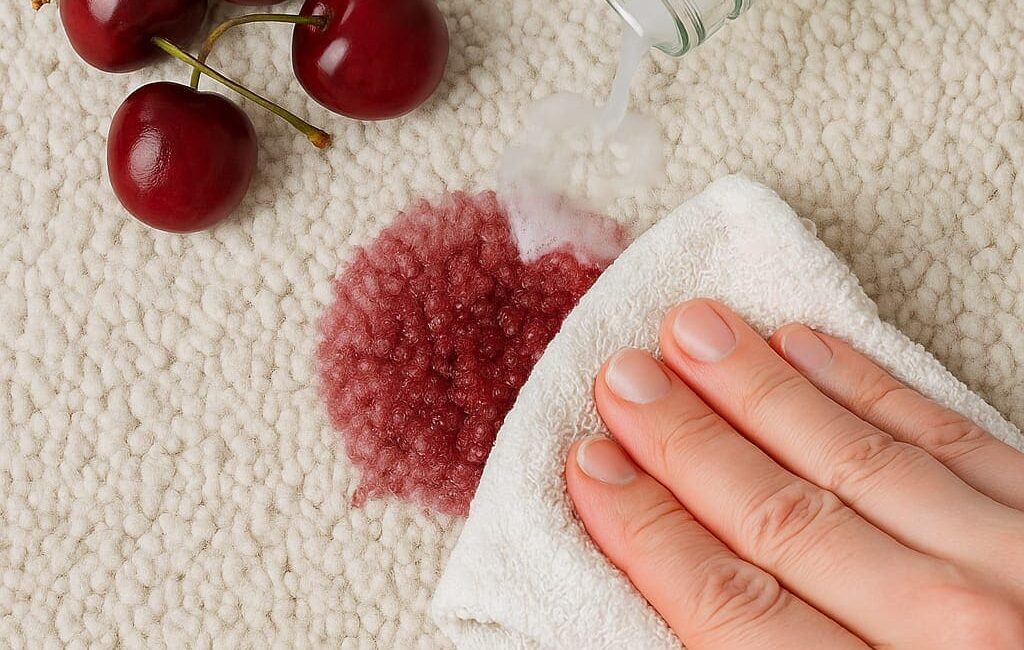 Vişne lekesi biraz inatçı olabilir çünkü meyve asit ve doğal