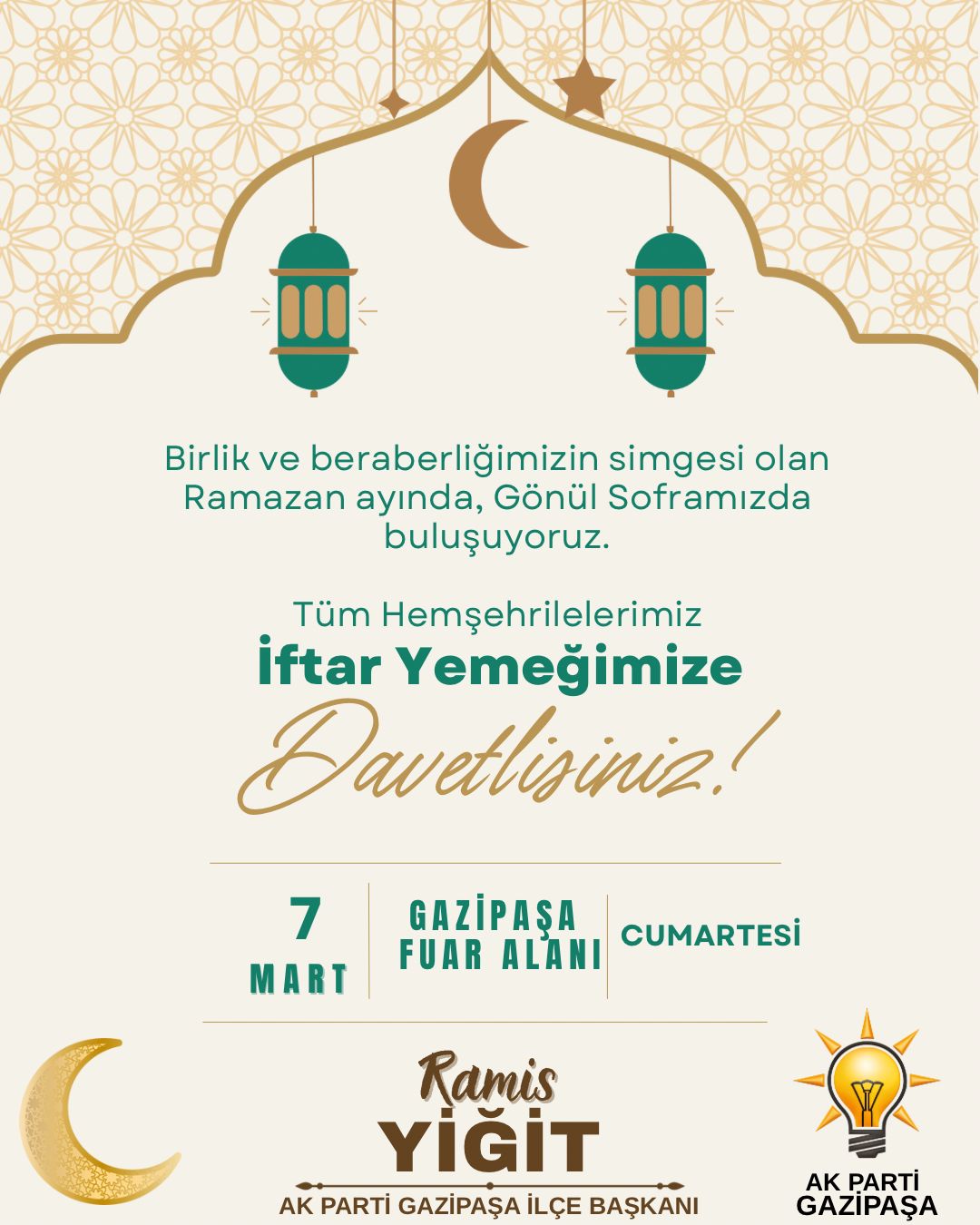 Gazipaşa’da Ramazan ayının birlik ve beraberlik ruhunu yaşatmak amacıyla AK