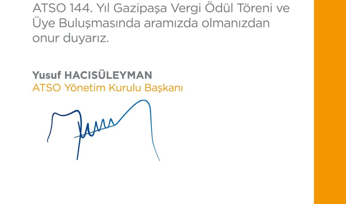 ATSO 144. Yıl Gazipaşa Vergi Ödül Töreni ve Üye Buluşması