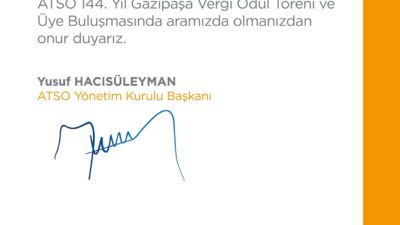 ATSO 144. Yıl Gazipaşa Vergi Ödül Töreni ve Üye Buluşması